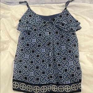 New York & Company Navy Geometric Camisole